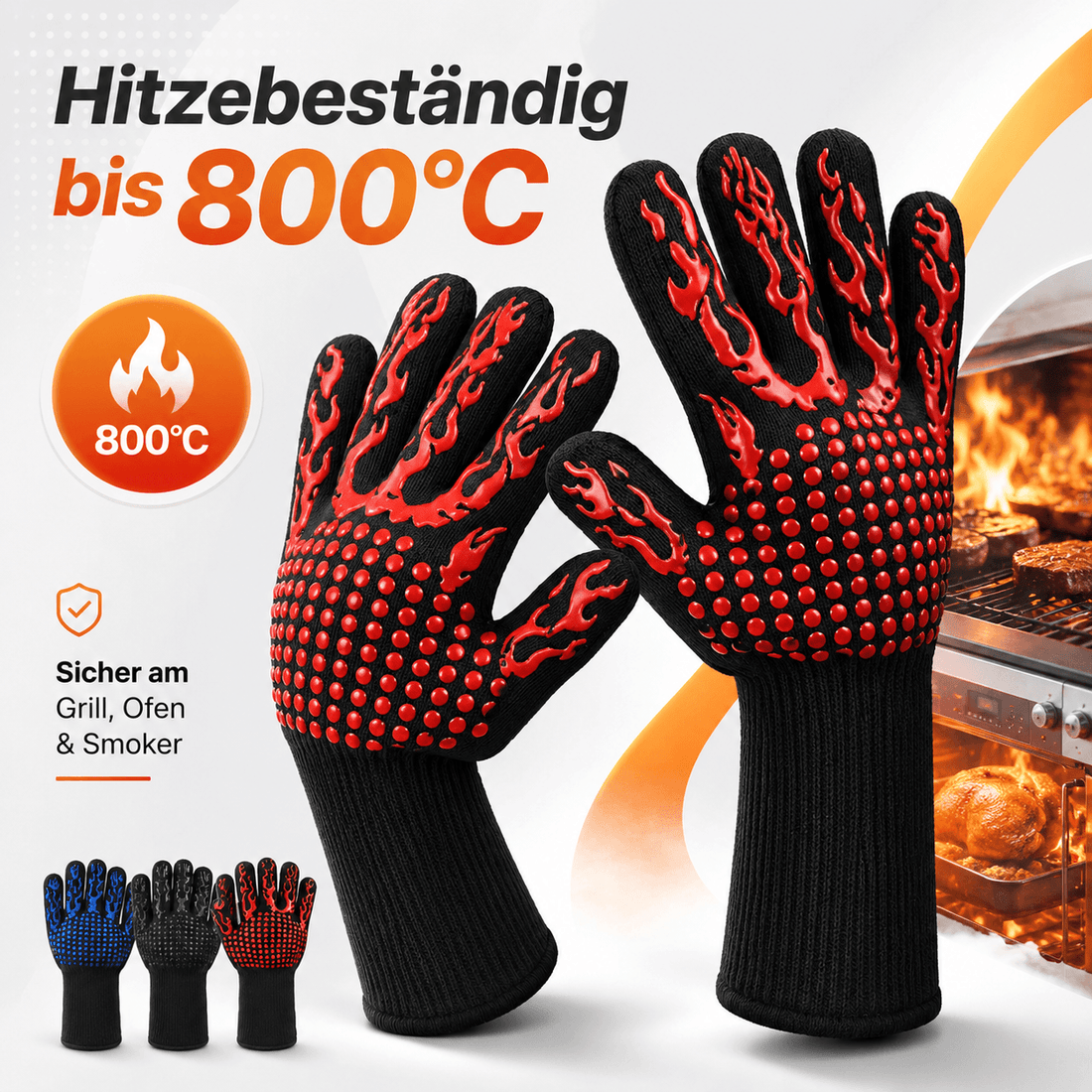Hitzebeständige Grill-Handschuhe – Sicherer Griff bis 500 °C