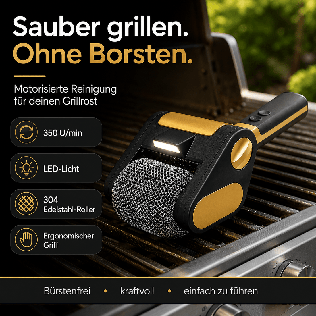 Elektrischer Grillrostreiniger-Roller